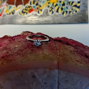 Sterling Silver Half Karat Moissanite Solitaire Engagement Ring Size 5